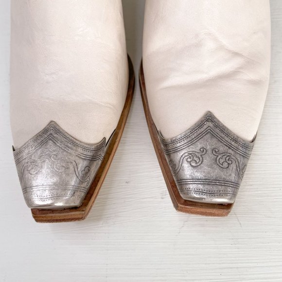 Free People Cream Leather Brayden Western Mule in Bone Cowboy Size 37.5 US 7.5 - Picture 3 of 10